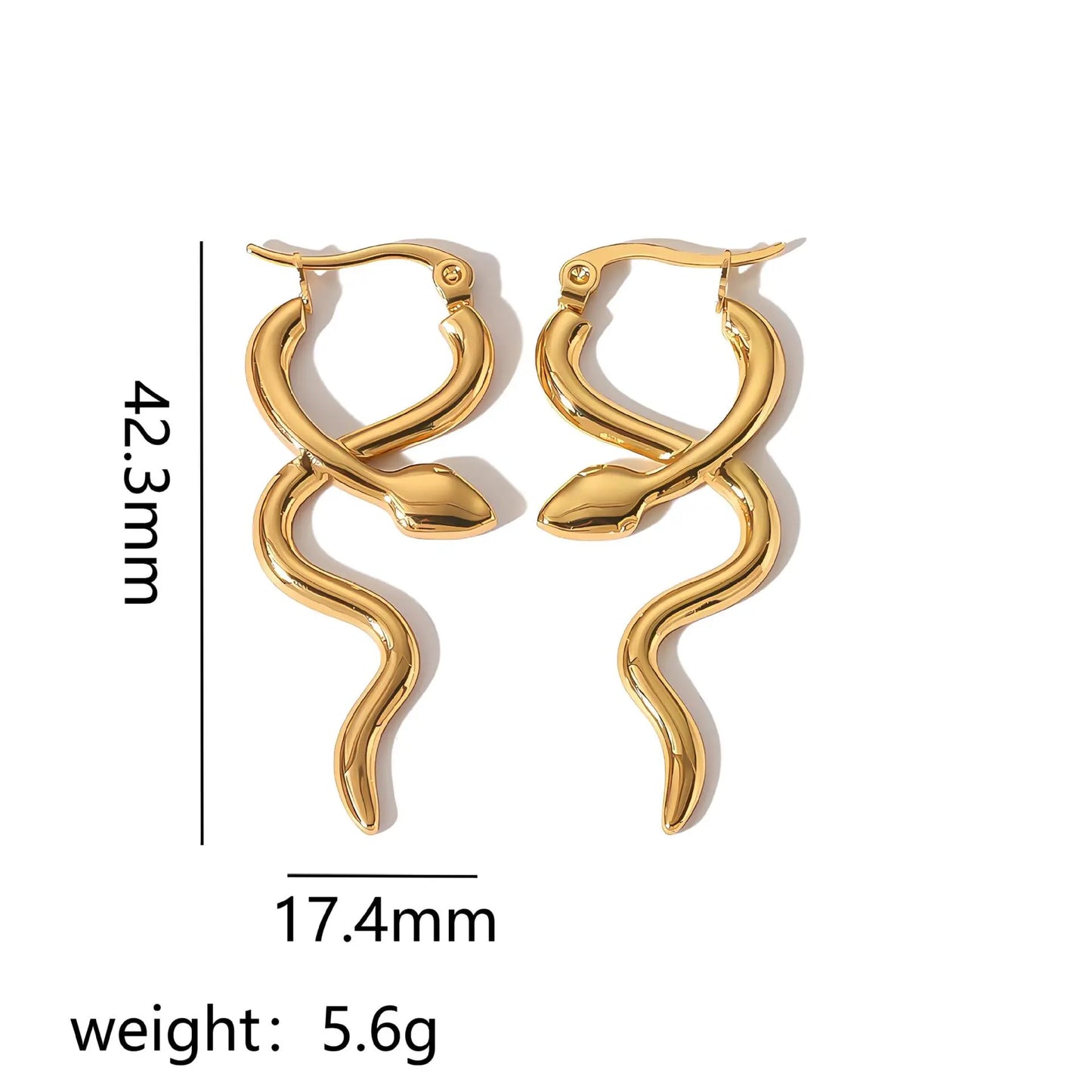 Serpentine Titanium Steel Ear Clip with 18K Gold Plate