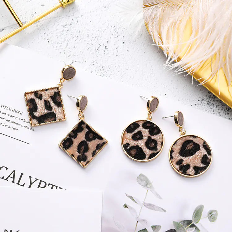 Leopard Print Earrings - Trendy Statement Jewelry