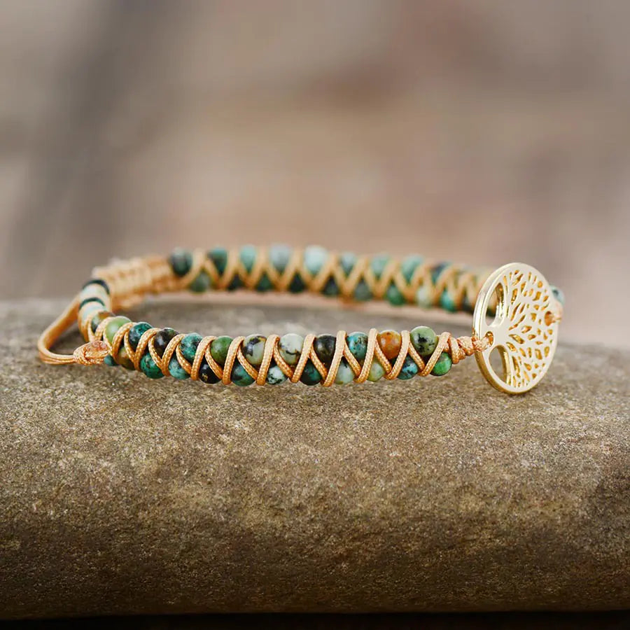 Handcrafted Natural Stone Women's Bracelet with Beads